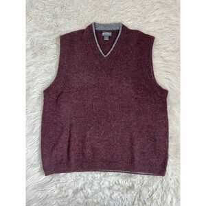 Woolrich Men’s Burgundy Red & Gray Sweater Vest 100% Wool Size XL